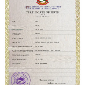 Nepal vital record birth certificate PSD template Webchinh to