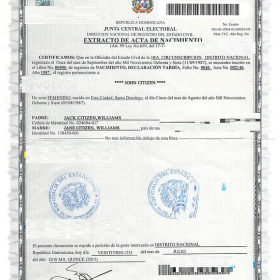 DOMINICAN REPUBLIC vital record birth certificate PSD template ...