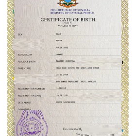 Somalia vital record birth certificate PSD template – Webchinh.to